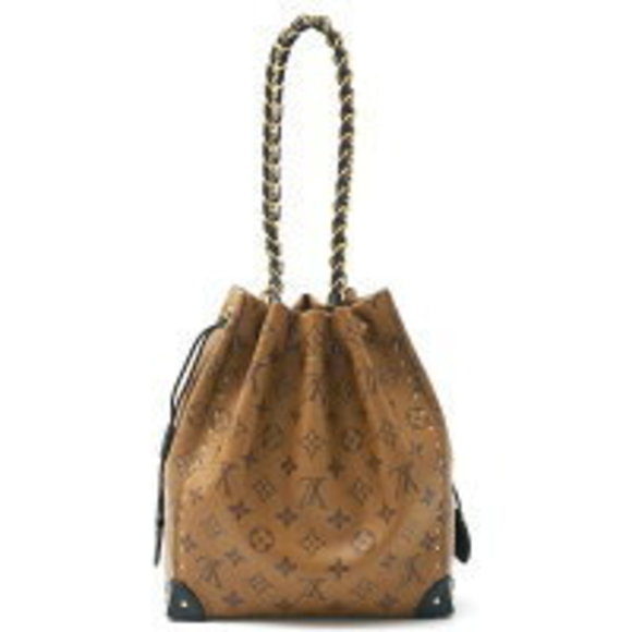 Louis Vuitton Noe Trunk Bucket Shoulder Bag Monogram Reverse Leather Brown Black - Picture 1 of 7